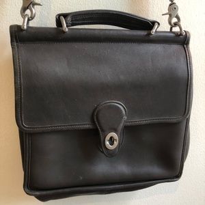 Vintage Leather Coach Crossbody Bag, Dark Taupe